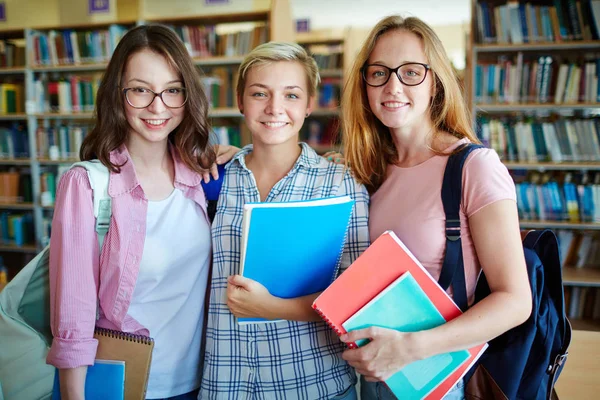 Friendly girls with books — Stock Photo, Image