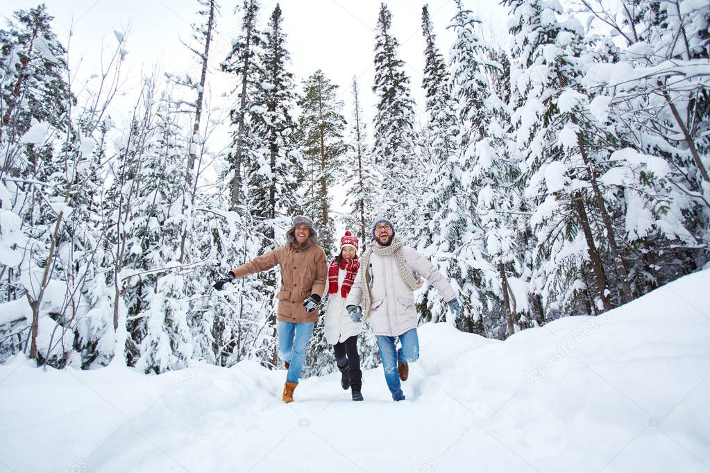 people having fun on winter day