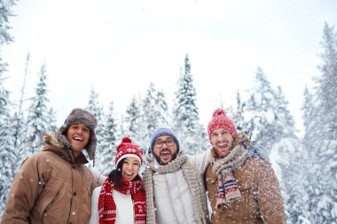 Neşeli insanlar zevk kış günü