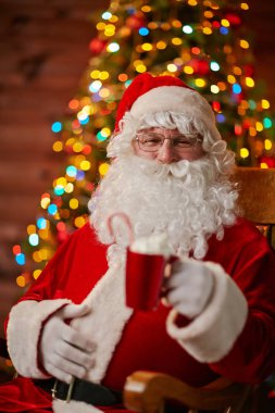 Lezzetli içki ile neşeli Noel Baba 
