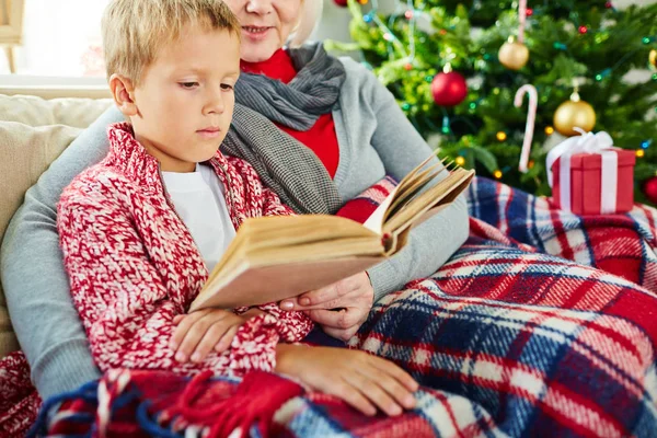 KD lezen van verhalen met zijn grootmoeder — Stockfoto
