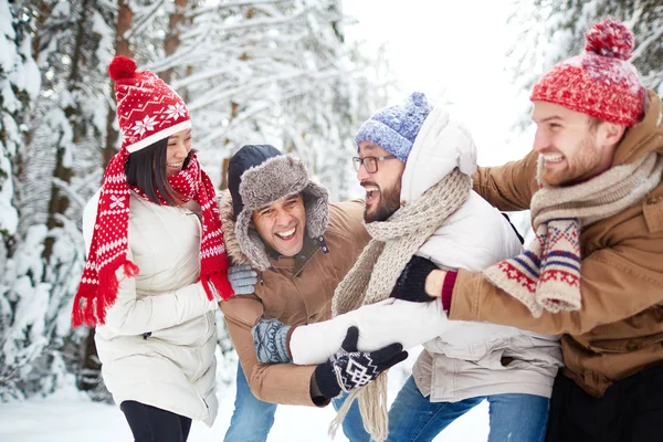 Amis dans la forêt d'hiver — Photo