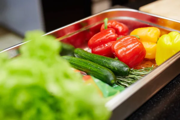 Fresh cucumbers and peppers — Stock Photo, Image