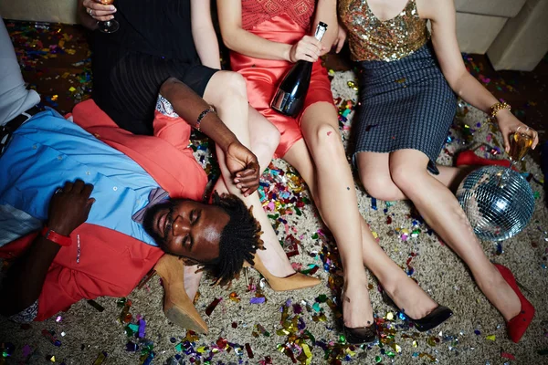 Friends sleeping after party — Stock Photo, Image