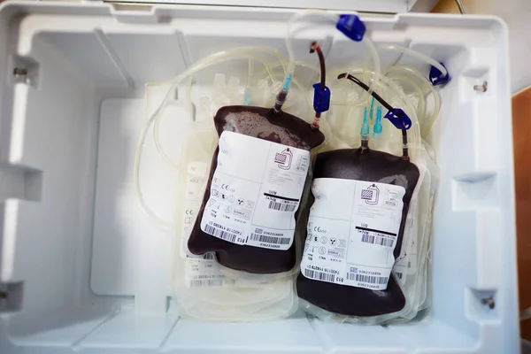 Kan ile plastik torbalar — Stok fotoğraf