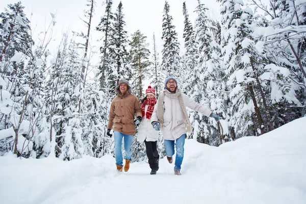 Amigos en el bosque de invierno —  Fotos de Stock