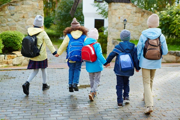 Classmates holding by hands — Stock Photo, Image