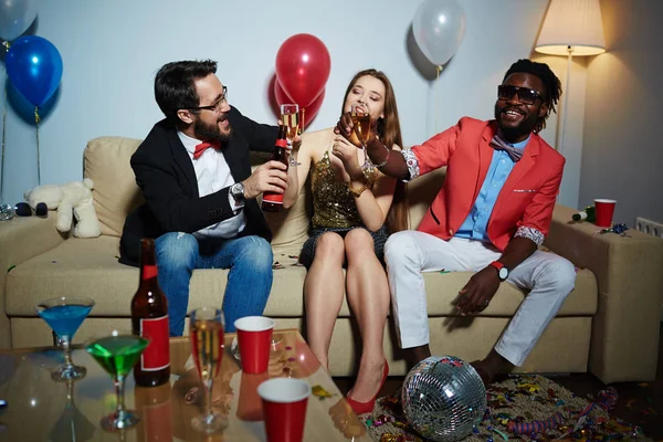 Woman and men on party — Stock Photo, Image