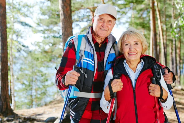 Actieve senioren wandelen — Stockfoto