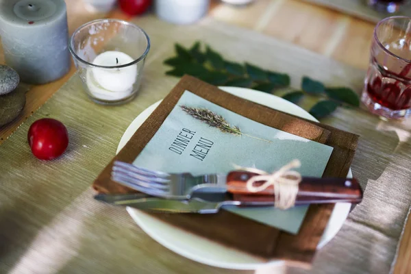 Served place on festive table — Stock Photo, Image