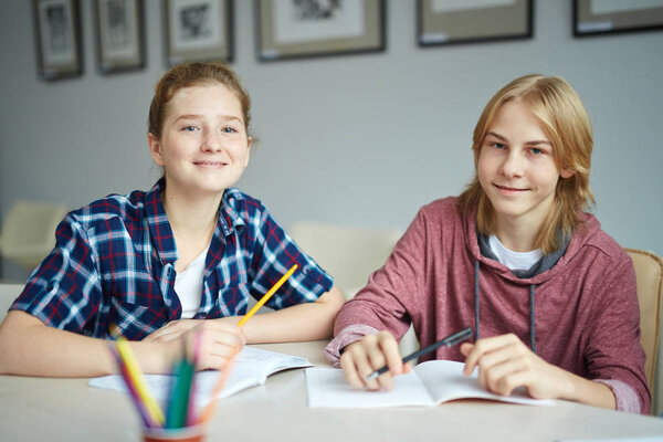 Classmates doing homework