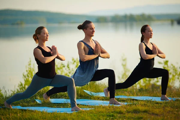 Amigos practicando yoga —  Fotos de Stock