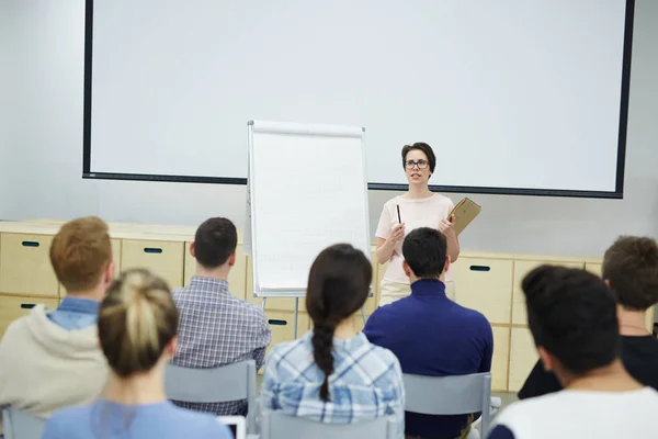 Lärare Whiteboard Som Förklarar Studenter Principer För Framgångsrik Verksamhet — Stockfoto