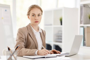 Online istatistik araştırma yapma ve notlar onun not defterinde yapma genç analisti