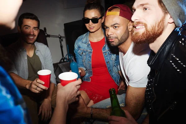 Multi Ethnic Group Young People Hanging Out Night Club Partying — Stock Photo, Image
