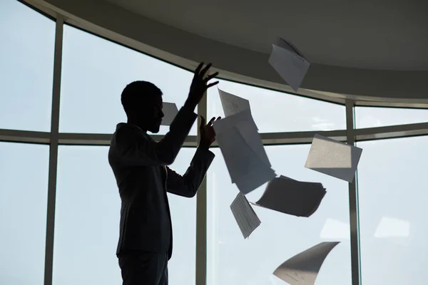 Modern Businessman Throwing Financial Documents — Stock Photo, Image