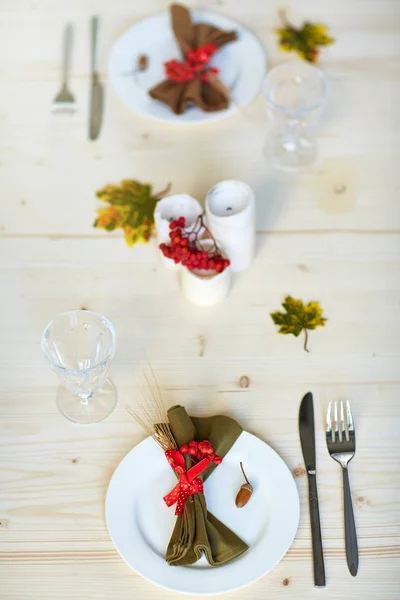 열매와 감사절 테이블의 — 스톡 사진