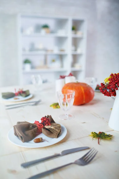 Festive Table Prepared Celebrating Thanksgiving Day — Stock Photo, Image