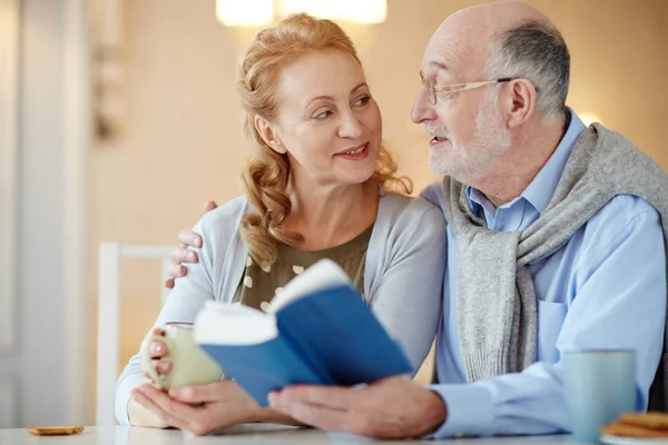 Amorous Spouses Having Tea Home — Stock Photo, Image