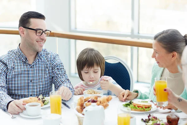 Donna Anziana Giovane Bambino Che Cenano Caffè — Foto Stock