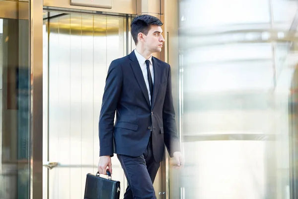 Serious Banker Briefcase Going Work — Stock Photo, Image