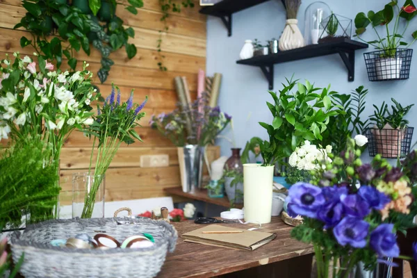 Prázdné Pracoviště Květinářství Malém Obchodě — Stock fotografie