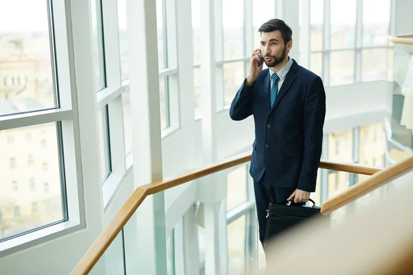 Eleganta Agent Pratar Med Klienten Telefonen — Stockfoto