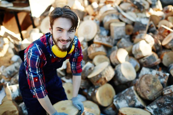Young Man Working Lumberyard — Stock Photo, Image