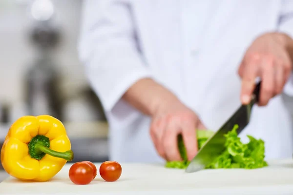 Gresh Yellow Pepper Ripe Tomatoes Workplace Chef — Stock Photo, Image