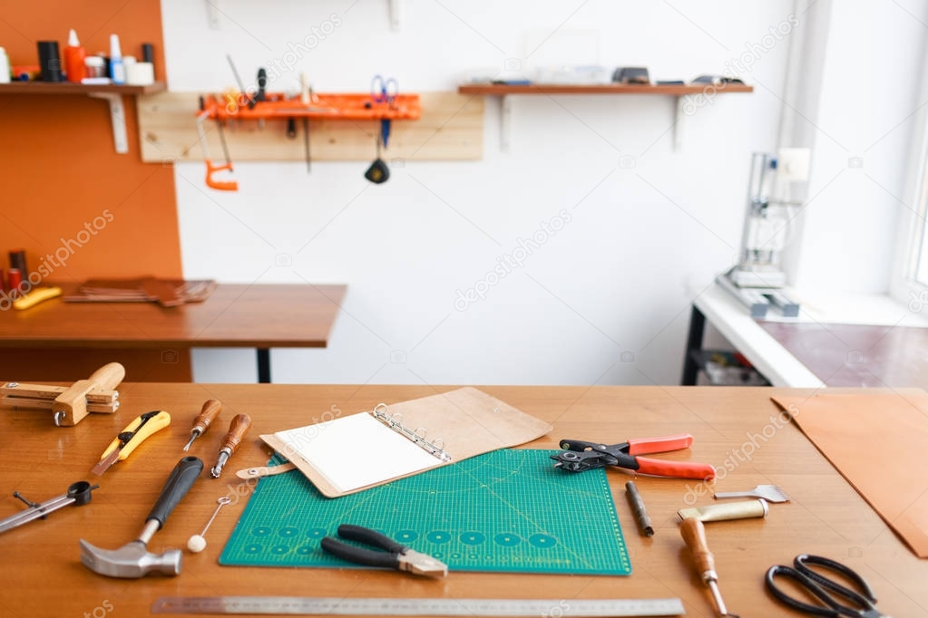 Workroom of tanner and his workplace
