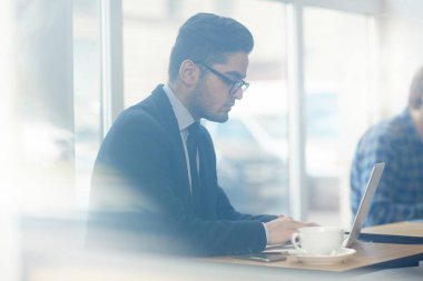 Genç analisti kafede online veri ile çalışma