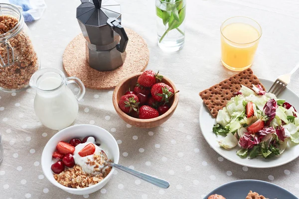 Nourriture Savoureuse Belle Sur Table Préparée Pour Tournage — Photo