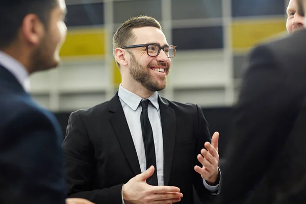 Happy Professional Talking His Colleagues New Business Strategies — Stock Photo, Image