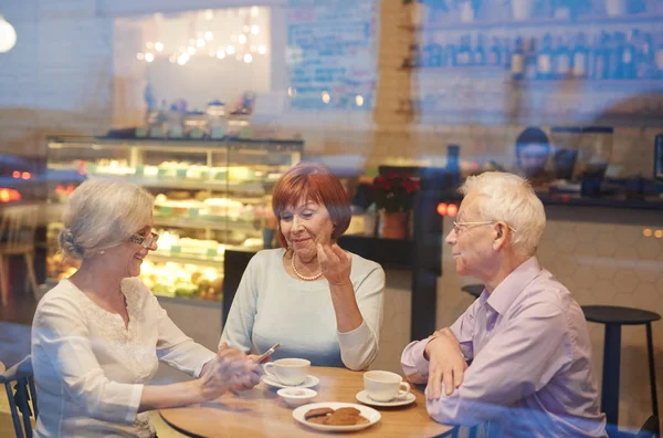 Personas Maduras Disfrutando Del Tiempo Cafetería —  Fotos de Stock