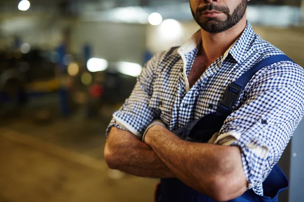 Midsection Car Service Technician Mechanic — Stock Photo, Image