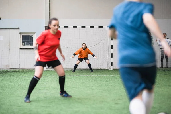 Una Delle Giovani Donne Attive Abbigliamento Sportivo Piedi Nei Cancelli — Foto Stock