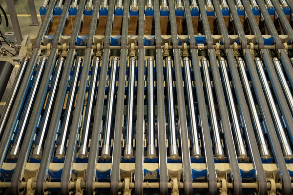 Conveyor Belt Background View Rotating Pipes Used Transferring Materials Production — 图库照片