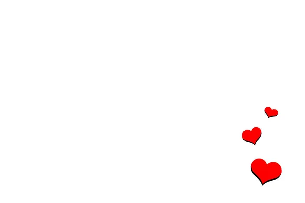 Απεικόνιση με τρεις κόκκινες καρδιές σε λευκό φόντο — Φωτογραφία Αρχείου