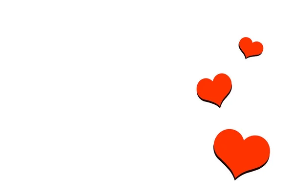 Απεικόνιση με τρεις κόκκινες καρδιές σε λευκό φόντο — Φωτογραφία Αρχείου