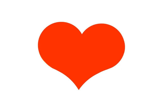 흰색 배경에 있는 커다란 빨간 심장 을묘 사 한 그림 — 스톡 사진