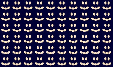 Koyu mavi arka planda haplardan ya da yumurtalardan yapılmış pek çok küçük gülümseme deseni. Mutlu duygular.