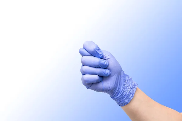 Fig Hand Gesture Denoting Humiliation Denial Male Hand Purple Latex — Stock Photo, Image