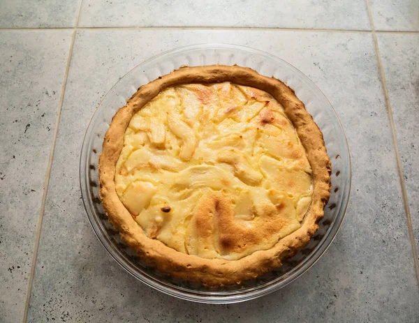 Delicioso Pastel Natural Con Pera Manzana Cocinadas Casa Con Calidez —  Fotos de Stock