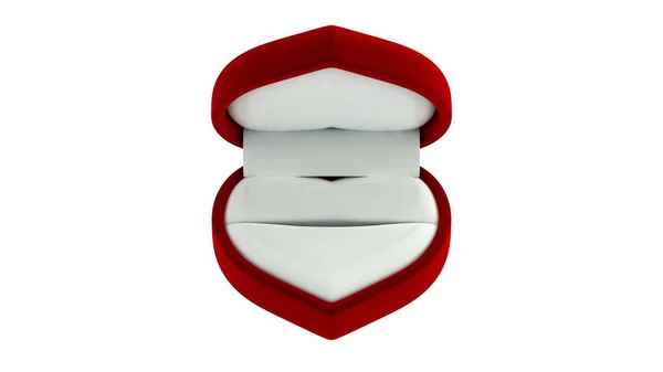 Red Empty Diamond box Heart shape White inside Isolated On white background. 3D Render.
