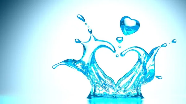 Dia Dos Namorados Forma Coração Gota Água Clara Fundo Gradiente — Fotografia de Stock