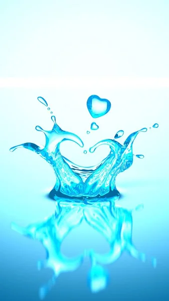 Valentine Day Clear Water Drop Heart Shape Blue White Gradient — Stock Photo, Image