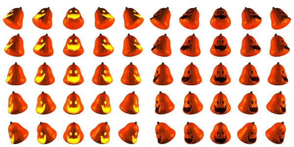 Jack O Lantern veya Halloween kabak kocaman bir gülümseme yüzey stili ile 25 fark izole beyaz arka plan açı. 3D Rendered.