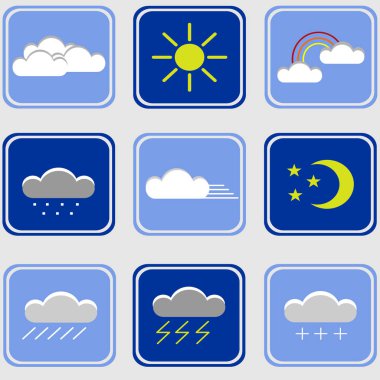 Hava kavramı için simgeler. Vektör simge kümesi.