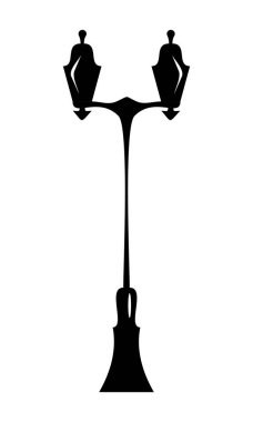 Sokak lambası. Siluet. Beyaz izole et. Vektör çizim.