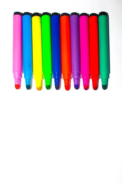 Colorful Markers White Background Colorful Marker Isolated Background Bright Marker — Stock Photo, Image